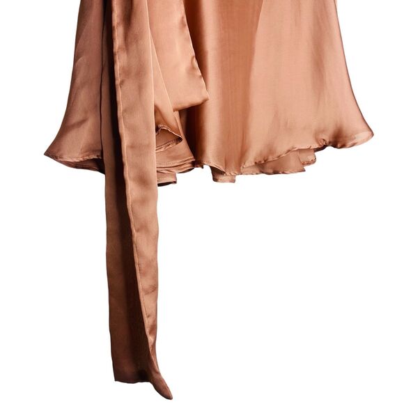 FREE PEOPLE x KAS NEW YORK CHIFFON SKATER MINI SKIRT SIZE S Copper Champaign Bow - Picture 4 of 13